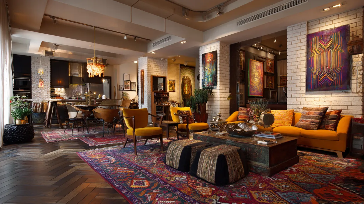 Eclectic interior design living room decor