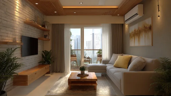 Modern living room styled in generic interior design theme