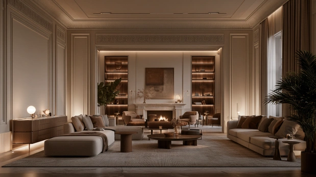 Living room plaster wall mouldings