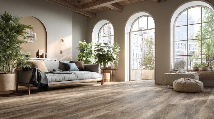 Living room with modern vinyl flooring