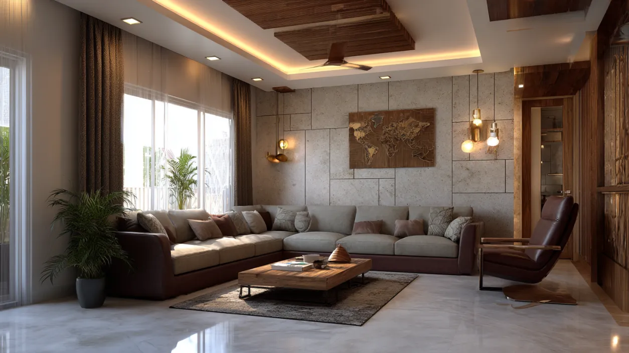 Sleek living room design with an L-shaped sofa