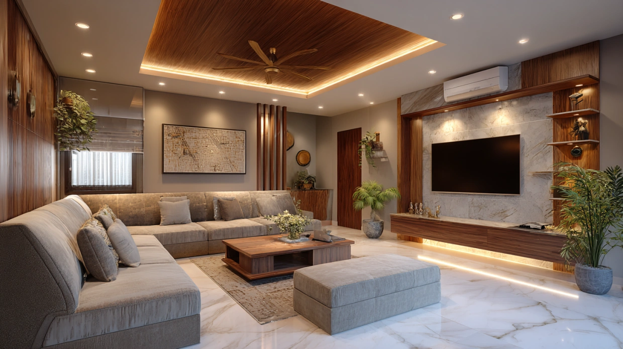 Living room interior cost infographic India