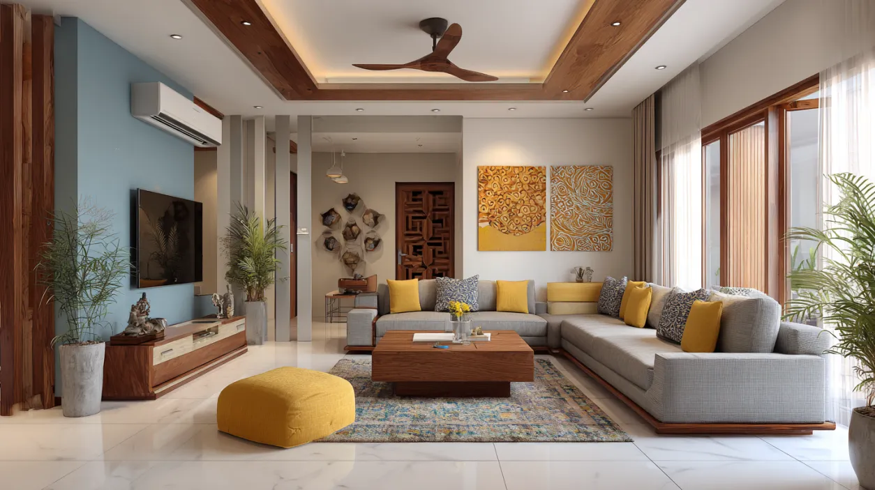 Modern 3 BHK low-budget flat interior design ideas.