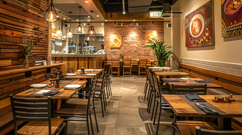 Warm, low-budget Indian restaurant interior design ideas