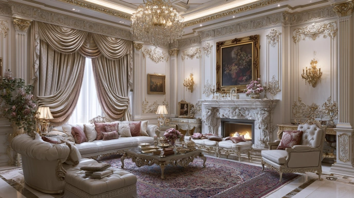 European classic luxury living room