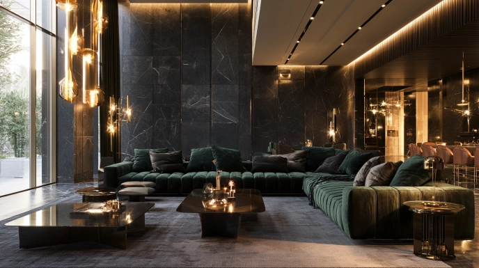 Dark luxury contemporary living room