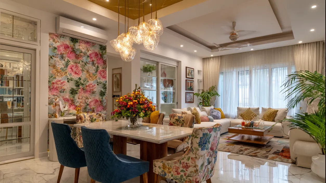Floral luxury interior design styles in Bangalore.