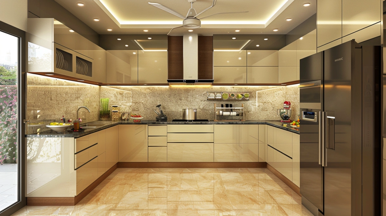 Modern Indian modular kitchen with smart storage and clean layout