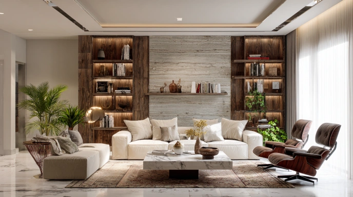 Luxury Scandinavian living room interior