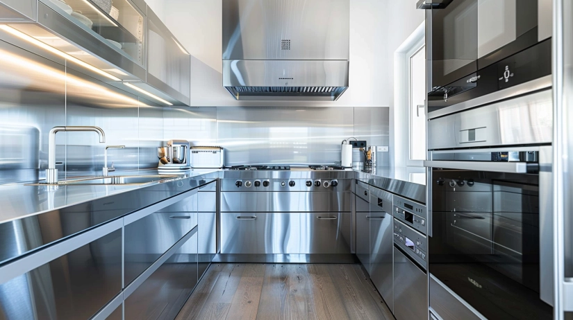 Luxury stainless steel modular kitchen set design
