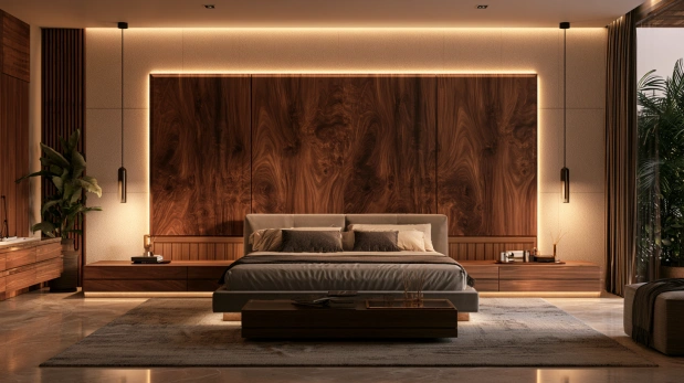 Luxury veneer bed headboard