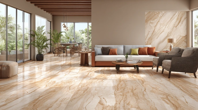 Luxury Vinyl Tiles (LVT) flooring with a modern wood-look finish