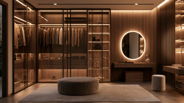Luxury walk-in glass wardrobe