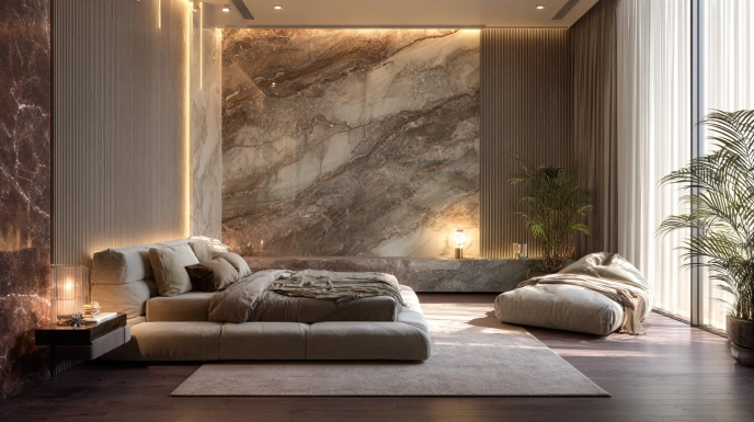 Luxury minimalist bedroom interior design