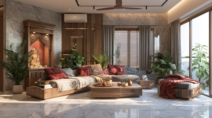 Makrana marble flooring in a traditional home