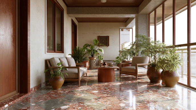 Traditional marble dana flooring in verandah
