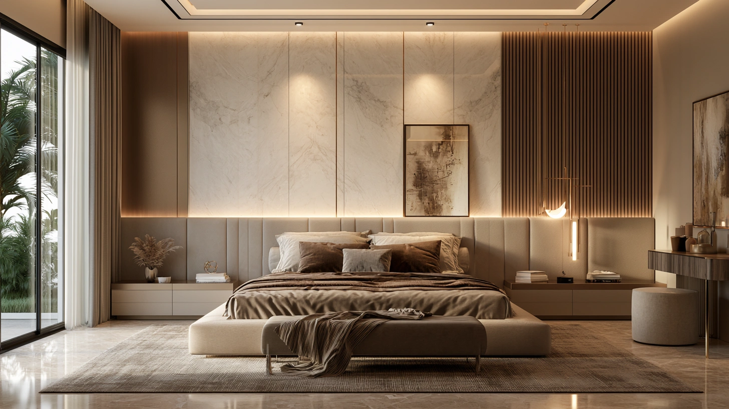 Marble finish bedroom headboard