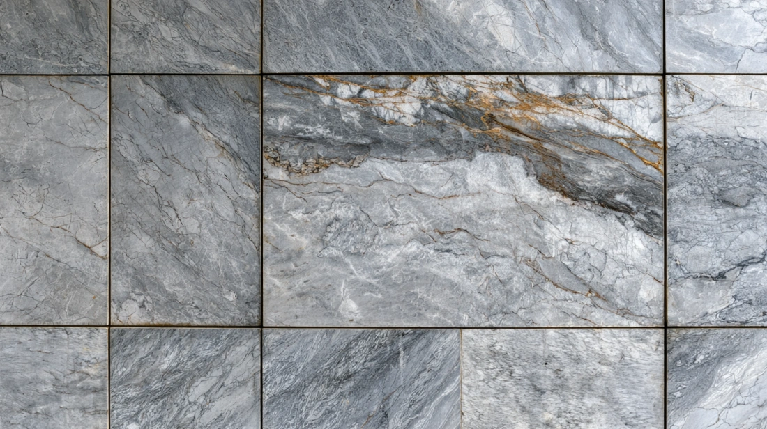 Polished marble-effect texture for high-end exterior wall cladding