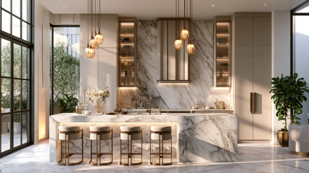 Luxury marble kitchen countertop design
