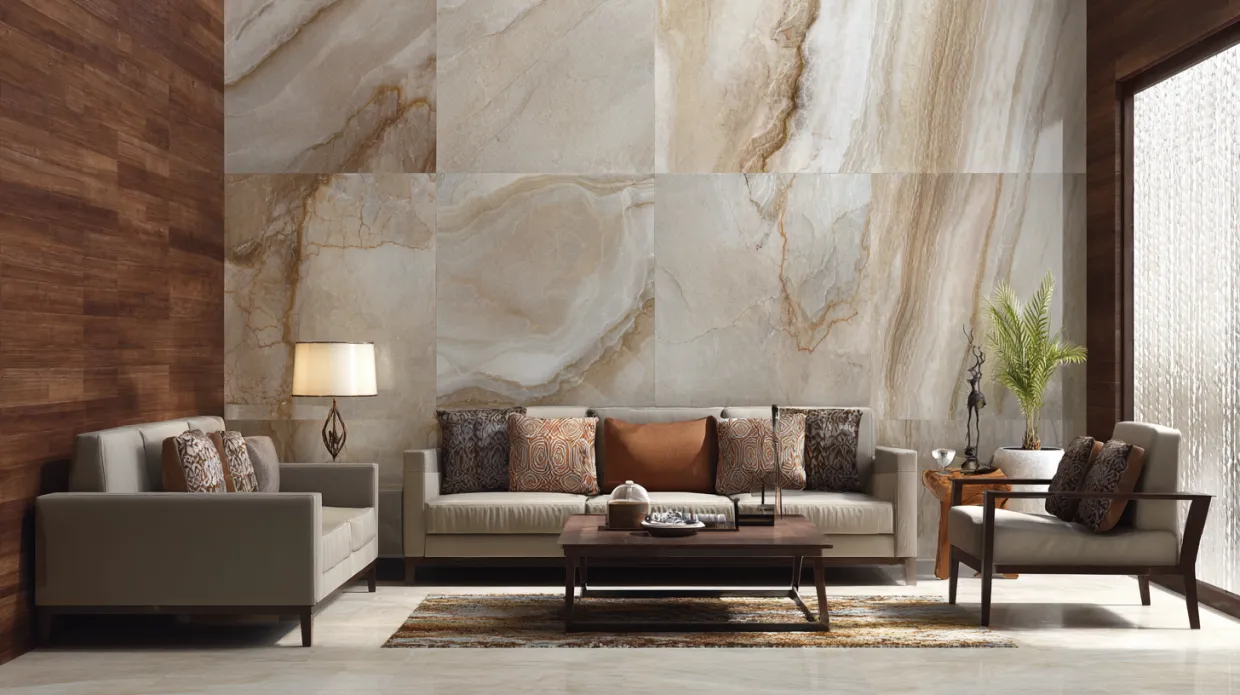 elegant marble tiles wall design with natural veining, perfect for luxurious and modern home interiors