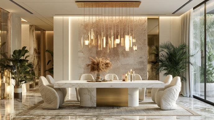 Marble-top contemporary dining room