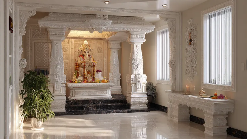 marble and granite pooja mandir designs for elegant home décor