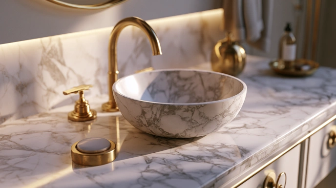 Marble bathroom countertop