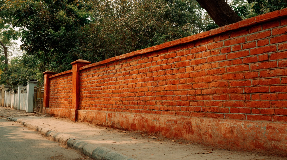Solid masonry wall with smooth plaster and paint finish