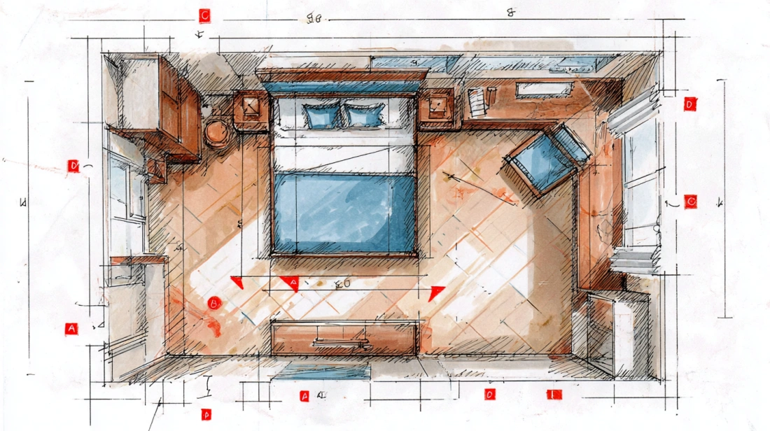 A 2D floor plan showing a "MASTER BEDROOM."