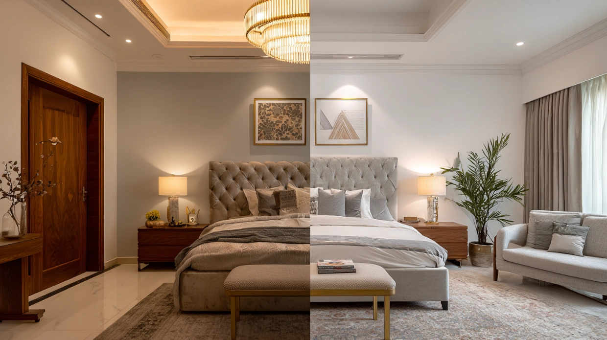 Master vs Second Bedroom Interior Comparison