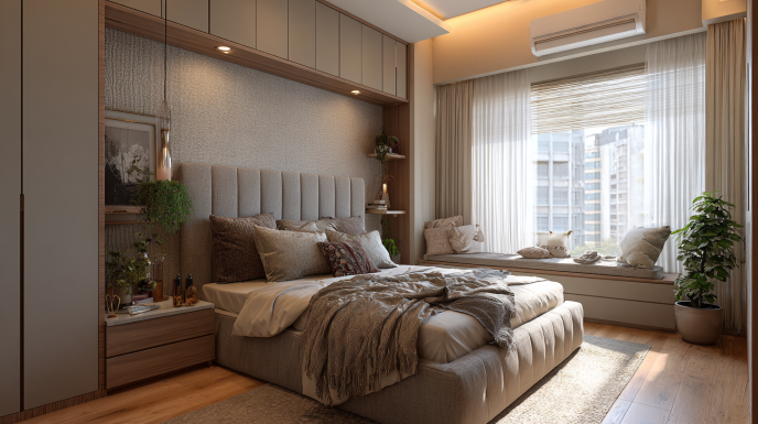 Master bedroom interior design for 2 BHK