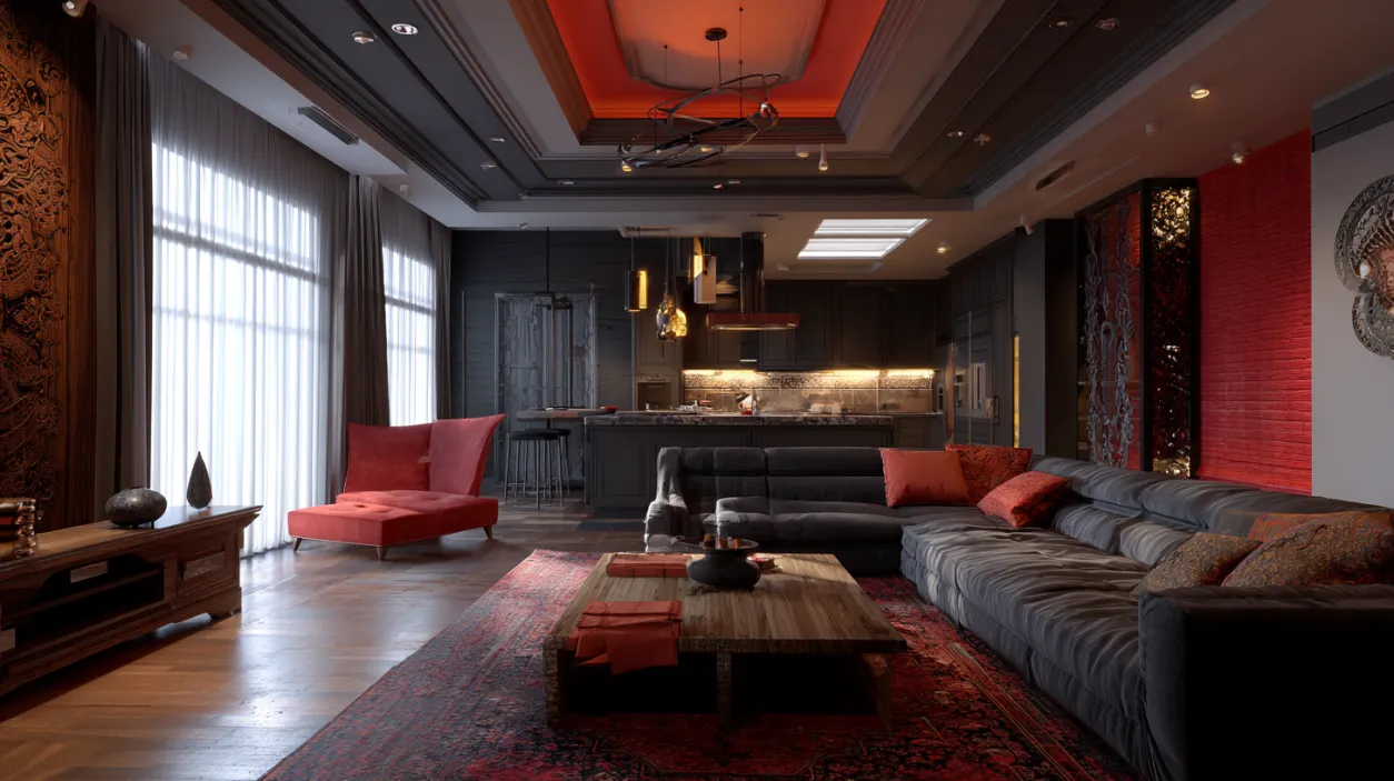 Contemporary lounge in generic interior design