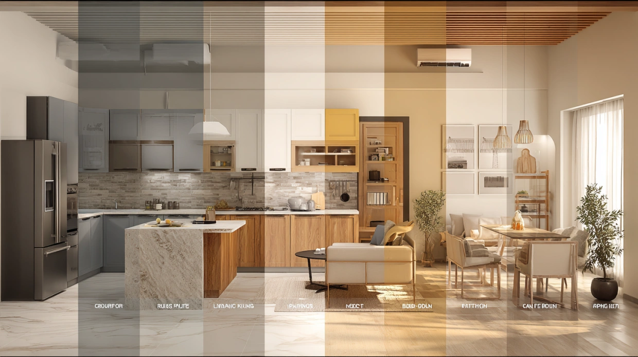 Interior materials comparison for 2BHK design