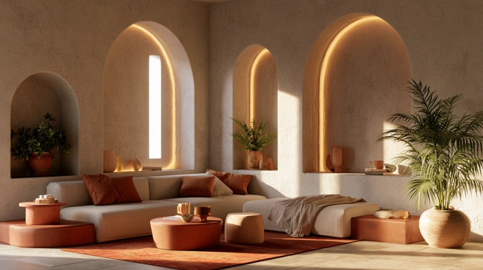 Mediterranean living room wall design ideas