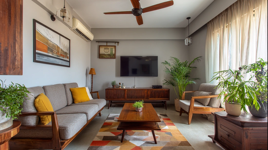 Mid century modern living room with tapered legs
