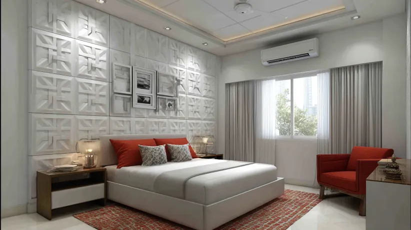 Geometric-style Modern PVC Wall Panel Designs for Bedroom