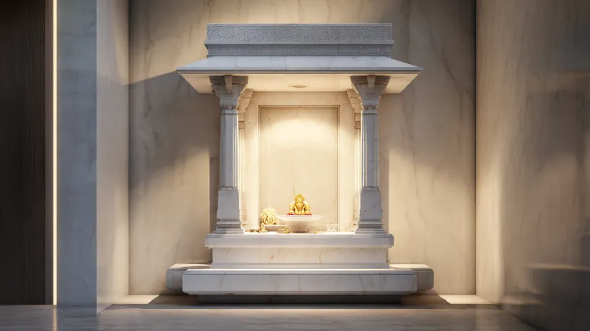 minimalist marble pooja mandir designs for modern homes