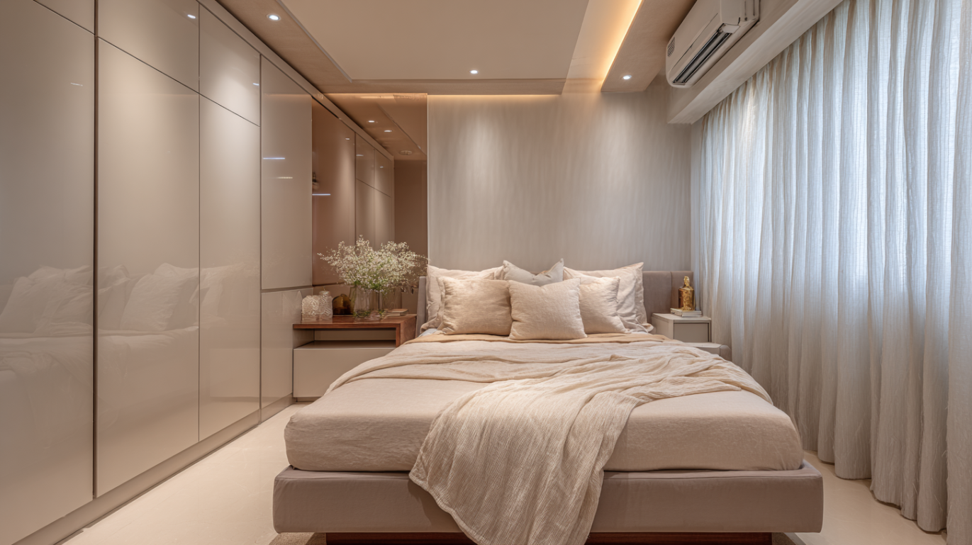 Minimalist modern 1 BHK bedroom