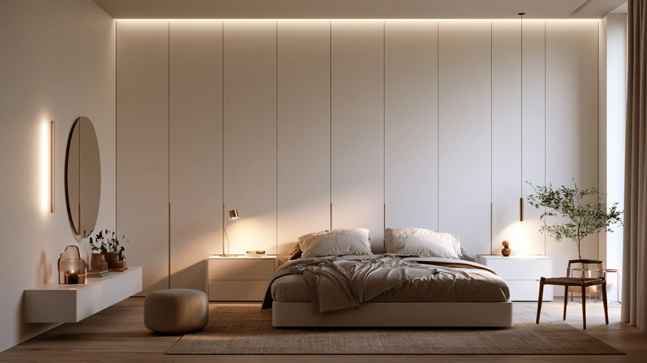 Clean minimalist white wardrobe for modern homes.