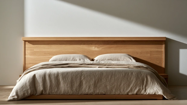 Minimalist wooden bed headboard