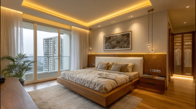 Minimalist bedroom wall and ceiling design