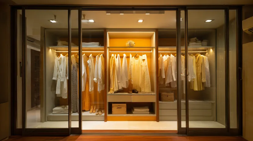 Mirrored sliding door cupboard interior wardrobe design