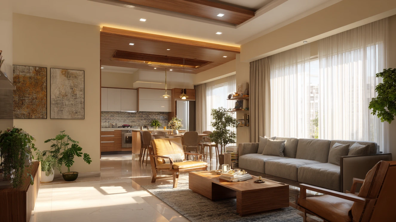 Modern 2 BHK interior design for Indian apartment living