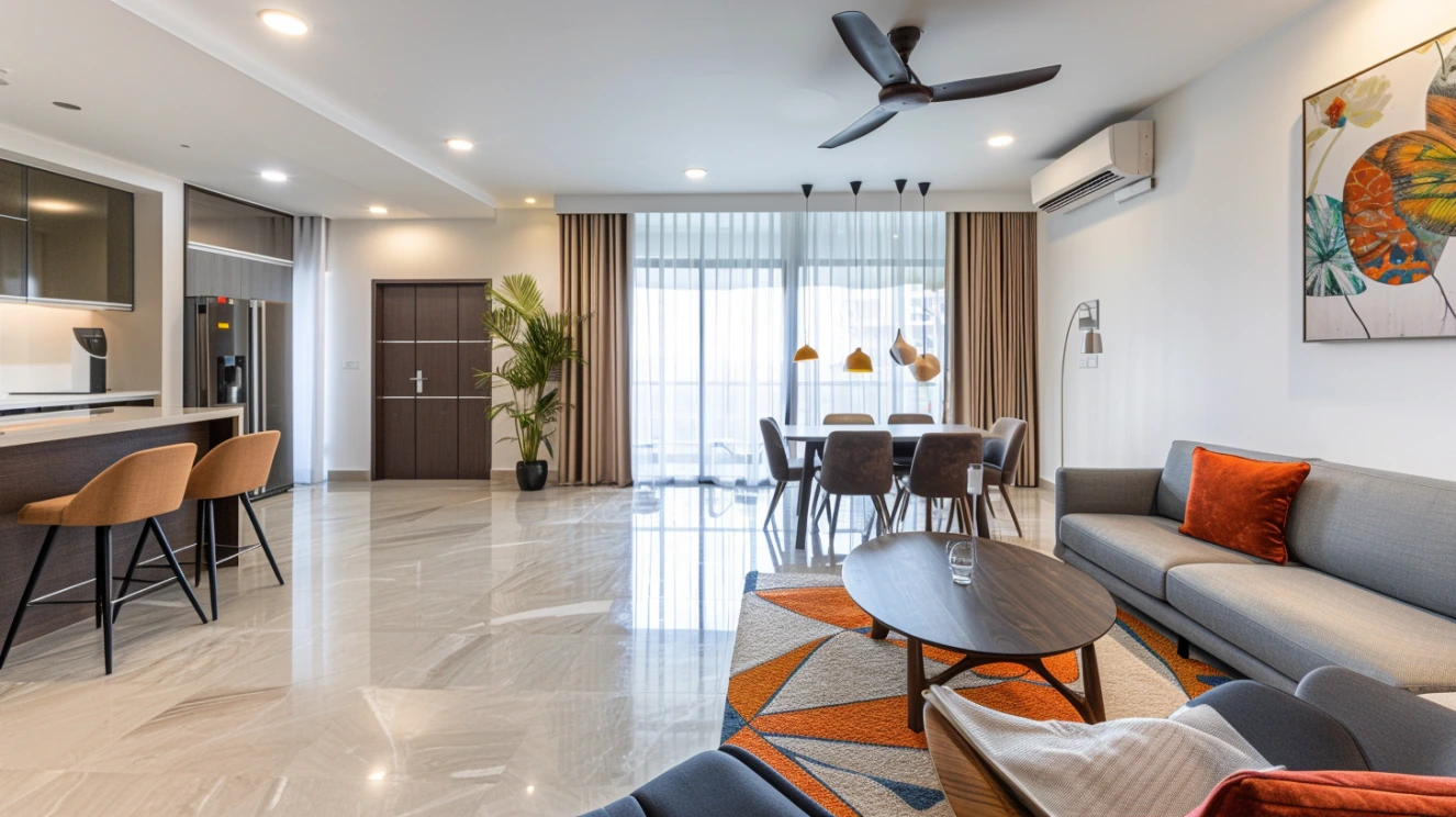 Modern 3 BHK interior design for Indian apartment