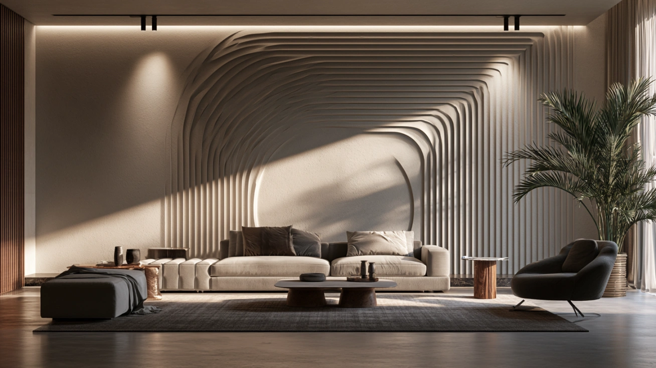 Modern 3D plaster feature wall