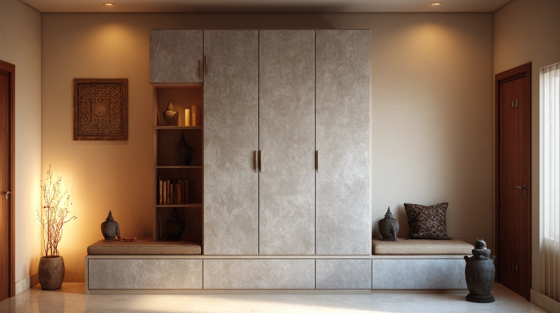 Modern cement almirah with smooth laminate finish