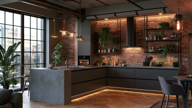 Modern concrete kitchen countertop