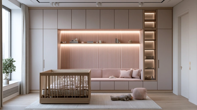 Contemporary nursery room with crib