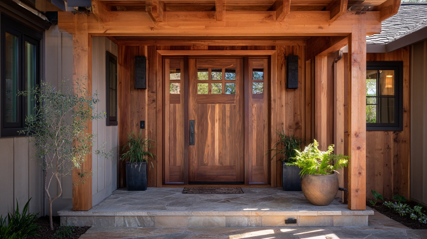 Large glass panel door on sleek modern facade