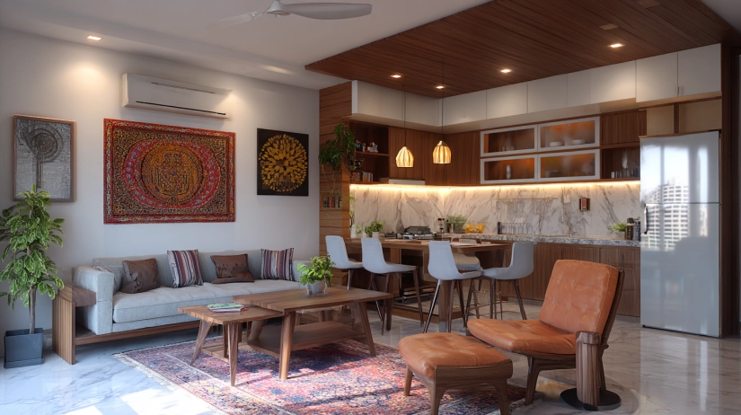 Modern apartment living room interior in Hyderabad